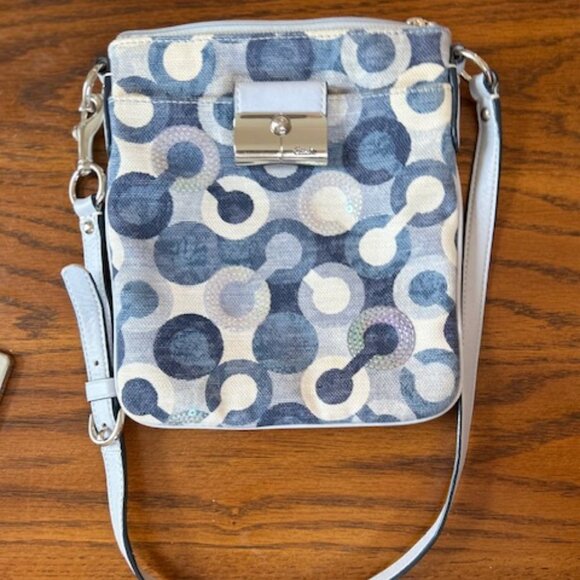 Coach Kristin Crossbody Bag B1069-43725 Blue White Cream Sequin - Picture 1 of 6